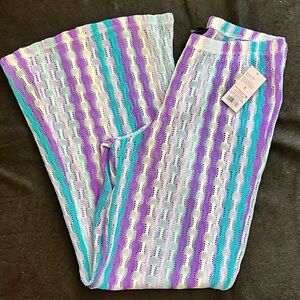 Wild Fable purple ombre crochet beach pool coverup pants NWT S Small